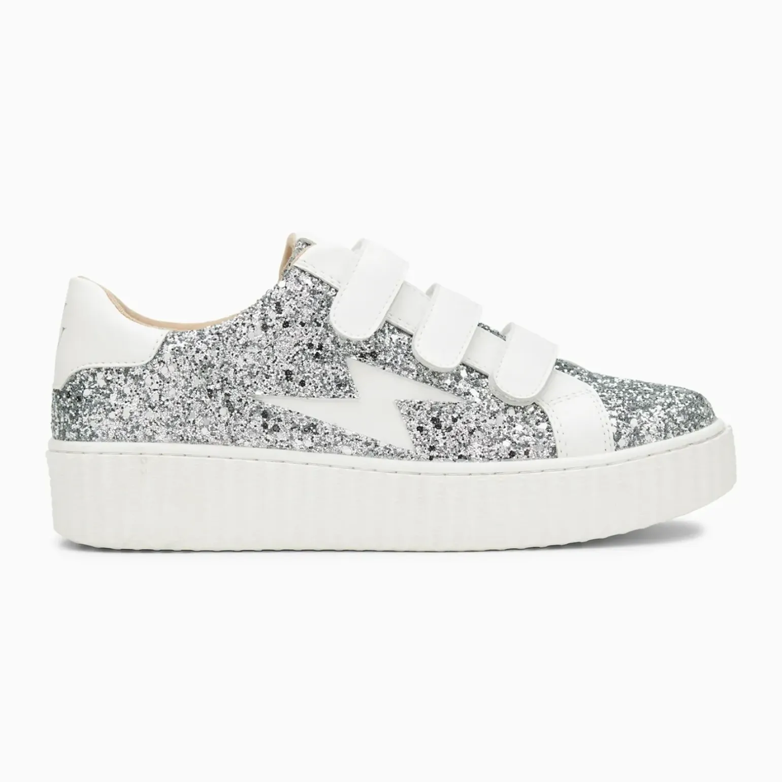 Baskets éclair Marielle à paillettes argent