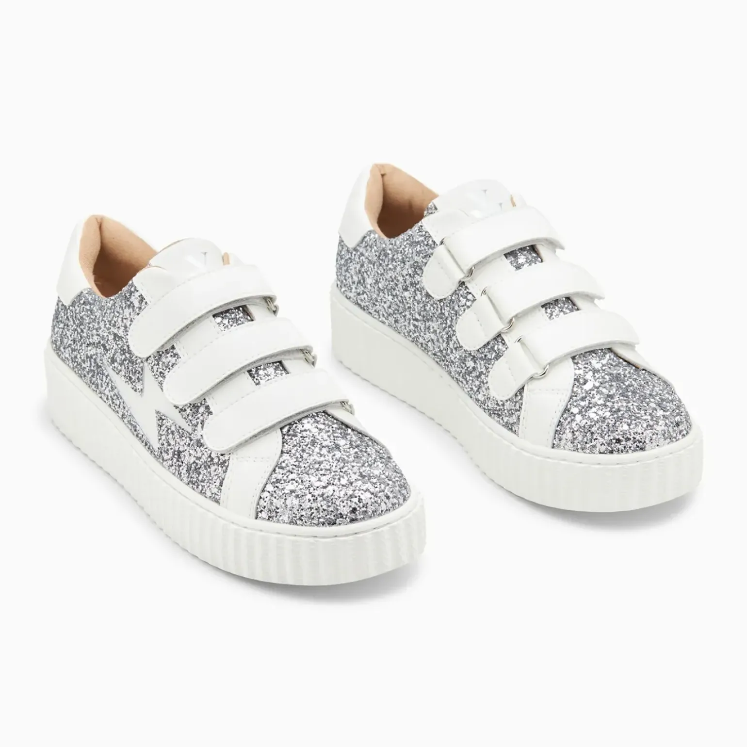 Baskets éclair Marielle à paillettes argent