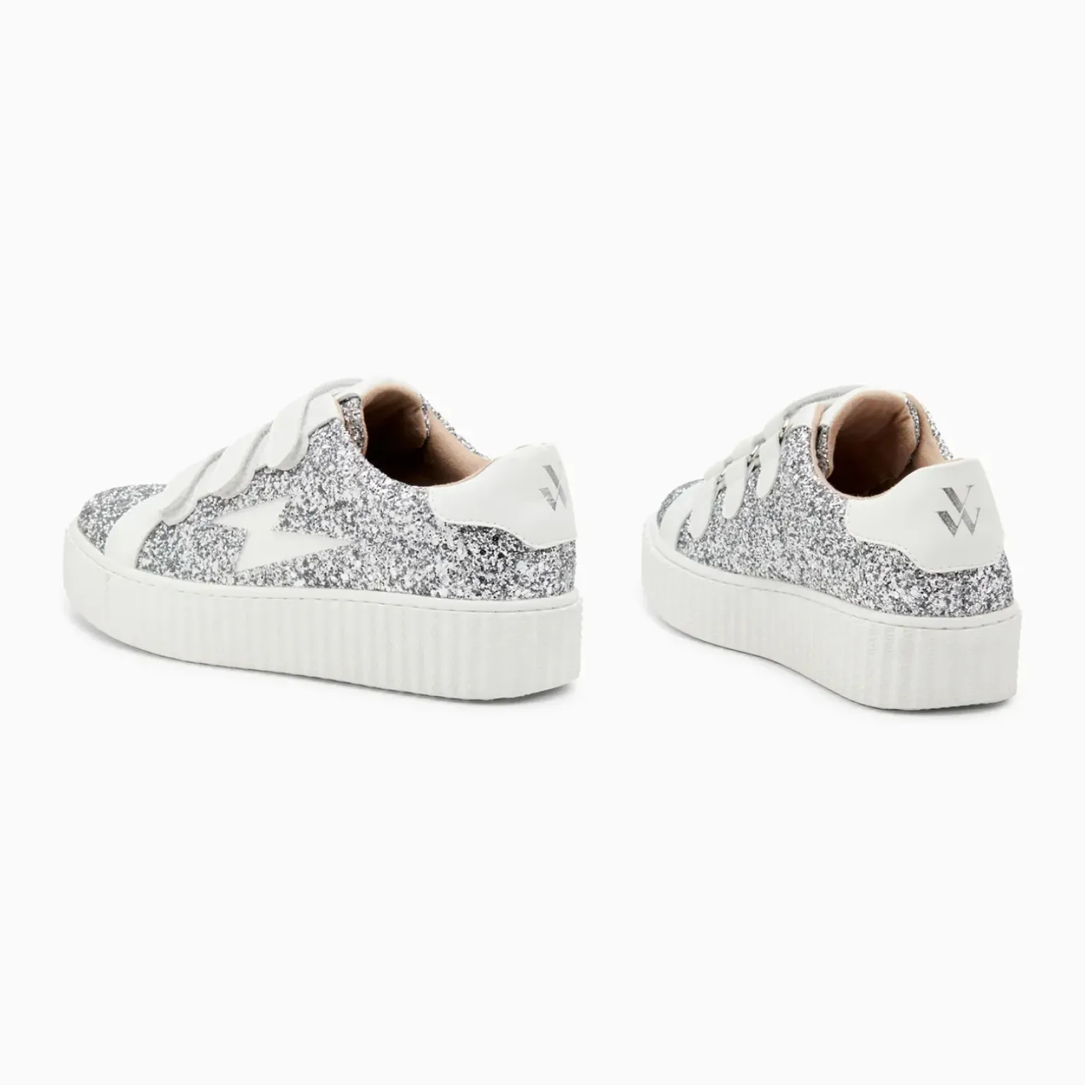 Baskets éclair Marielle à paillettes argent