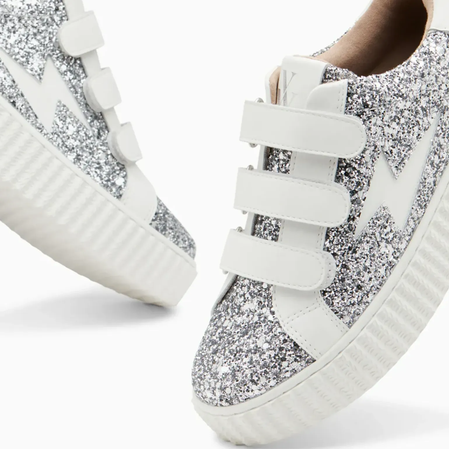 Baskets éclair Marielle à paillettes argent