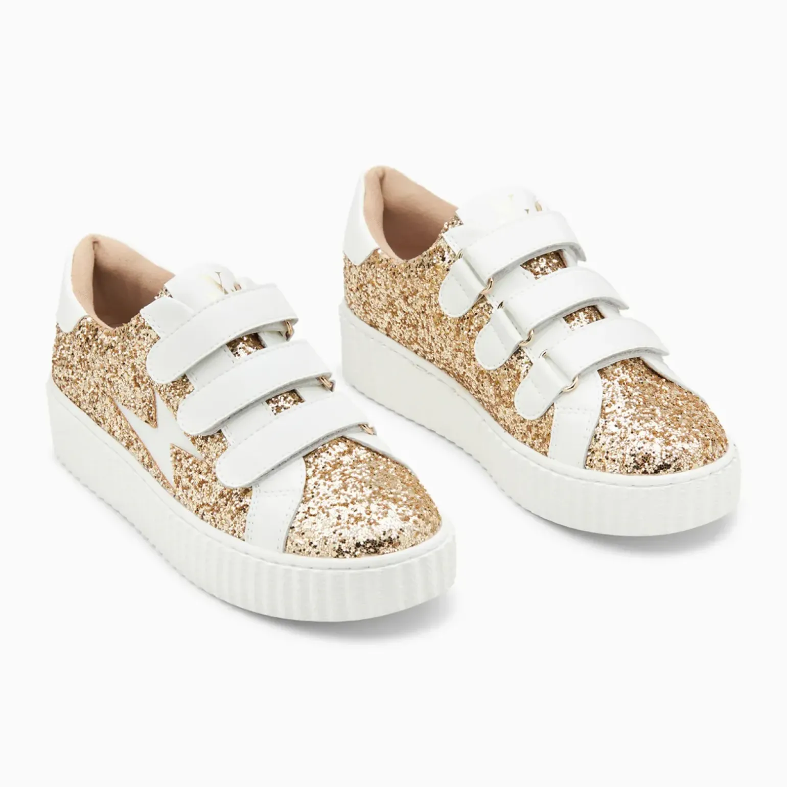 Baskets éclair Marielle à paillettes or