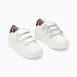 Baskets éclair Mini Marilou blanc et argent à scratchs