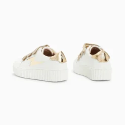 Baskets éclair Mini Marilou blanc et or à scratchs