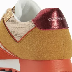 Baskets éclair Nicole beige et orange à semelle running