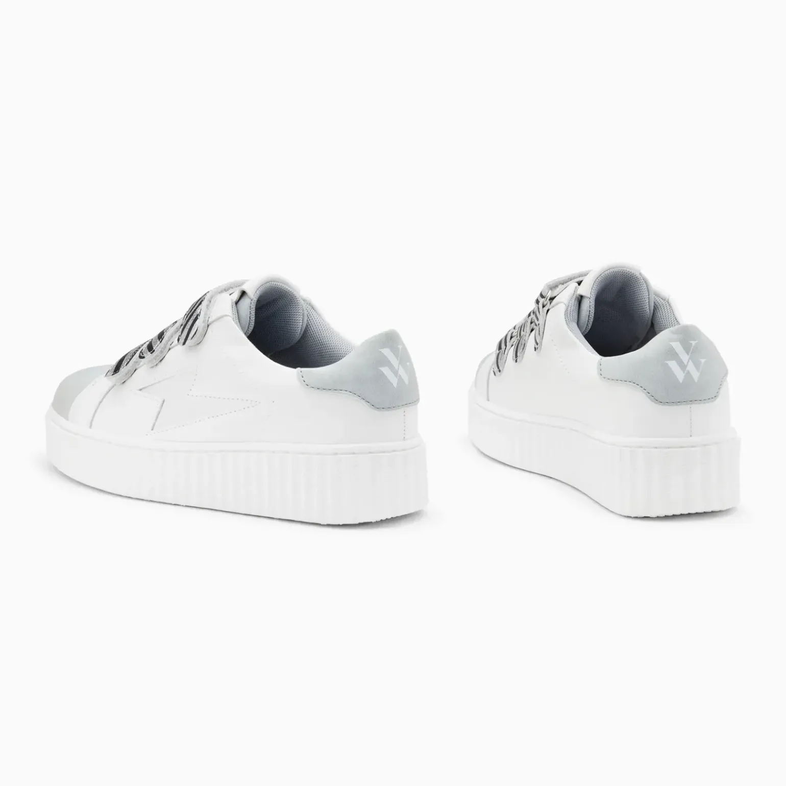 Baskets éclair Opaline blanc et gris à scratchs zèbre