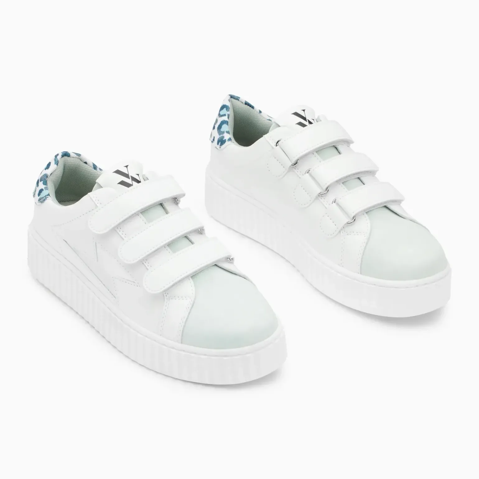 Baskets éclair Opaline blanc et bleu à scratchs