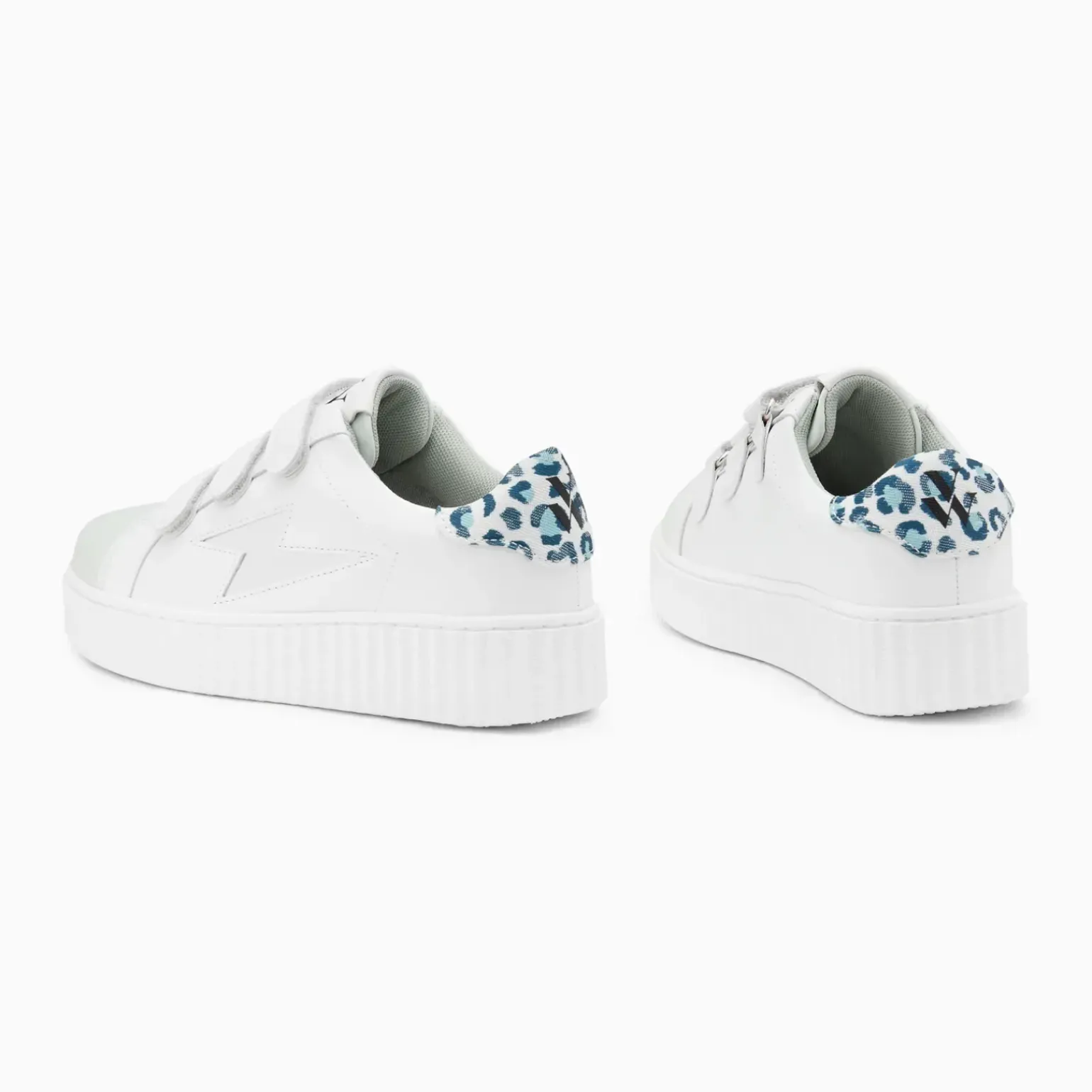 Baskets éclair Opaline blanc et bleu à scratchs