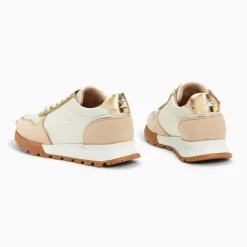 Baskets éclair Paola beige et or à semelle running