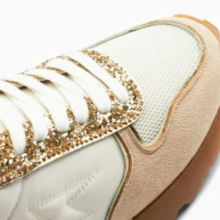 Baskets éclair Paola beige et or à semelle running