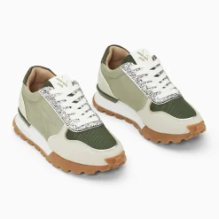 Baskets éclair Paola kaki et argent à semelle running