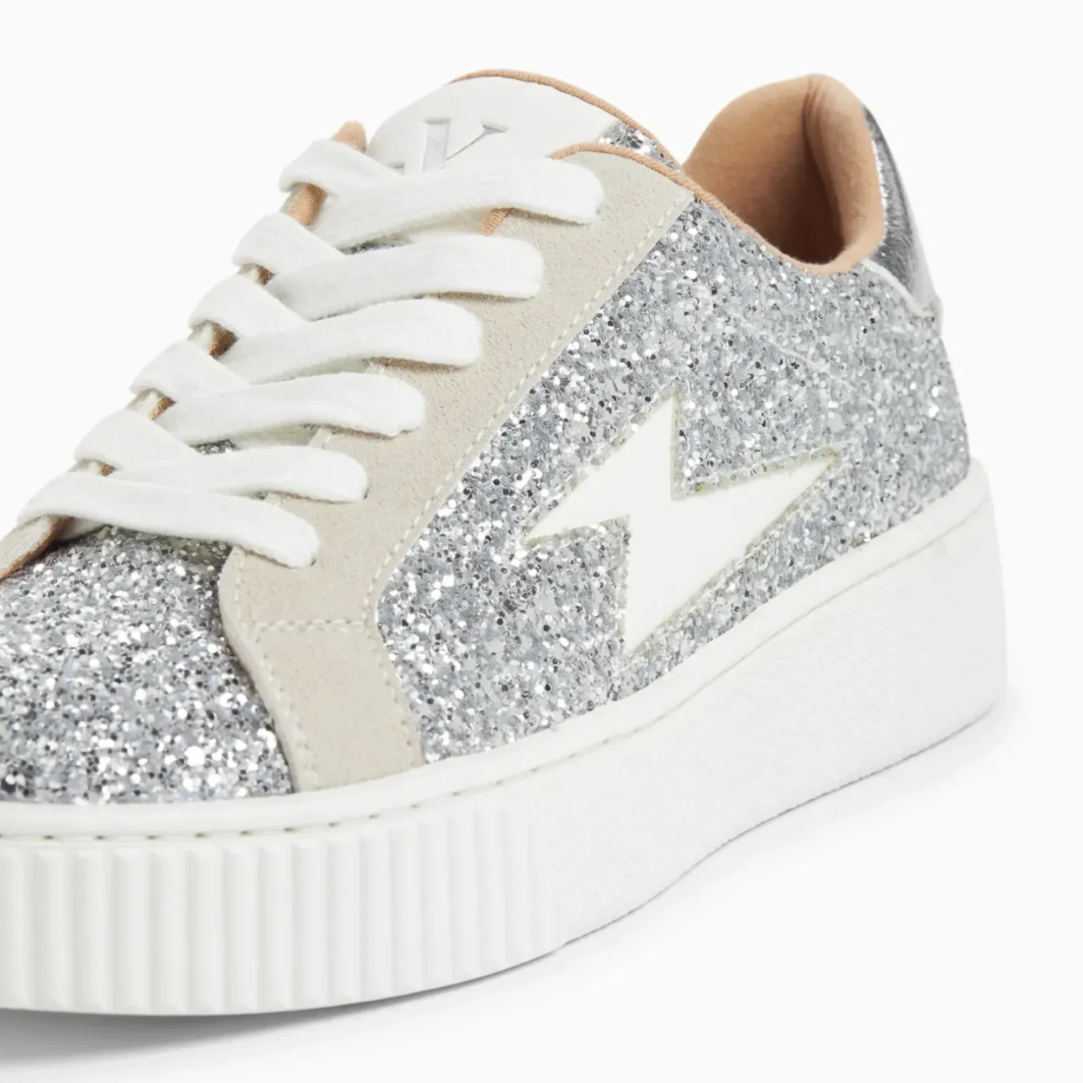 Baskets éclair Pearl à paillettes argent