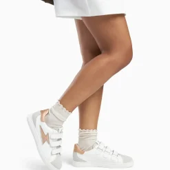 Baskets éclair Sadie blanc et rose gold à scratchs