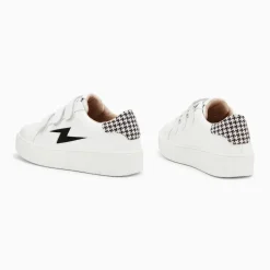 Baskets éclair Sansa blanc et noir pied-de-poule à scratchs