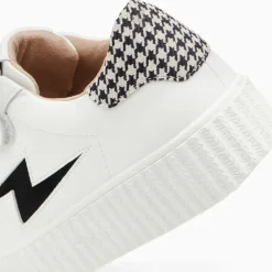 Baskets éclair Sansa blanc et noir pied-de-poule à scratchs