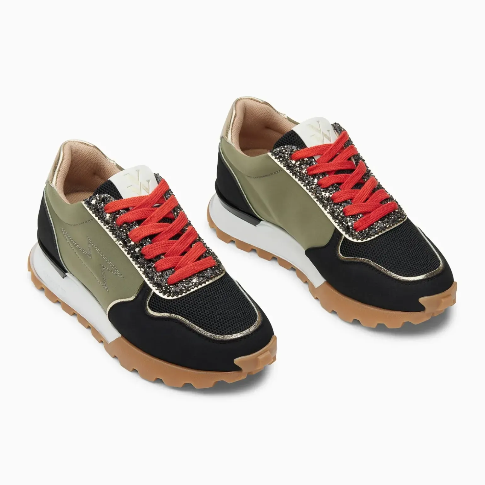 Baskets éclair Silvanna kaki et noir à semelle running