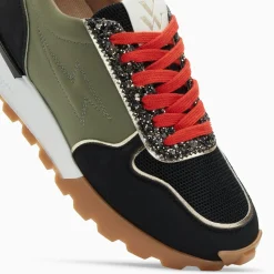 Baskets éclair Silvanna kaki et noir à semelle running