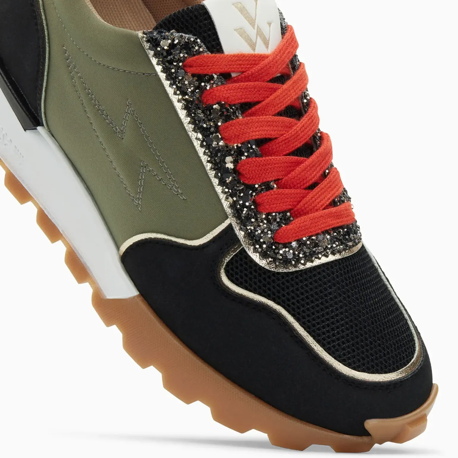 Baskets éclair Silvanna kaki et noir à semelle running