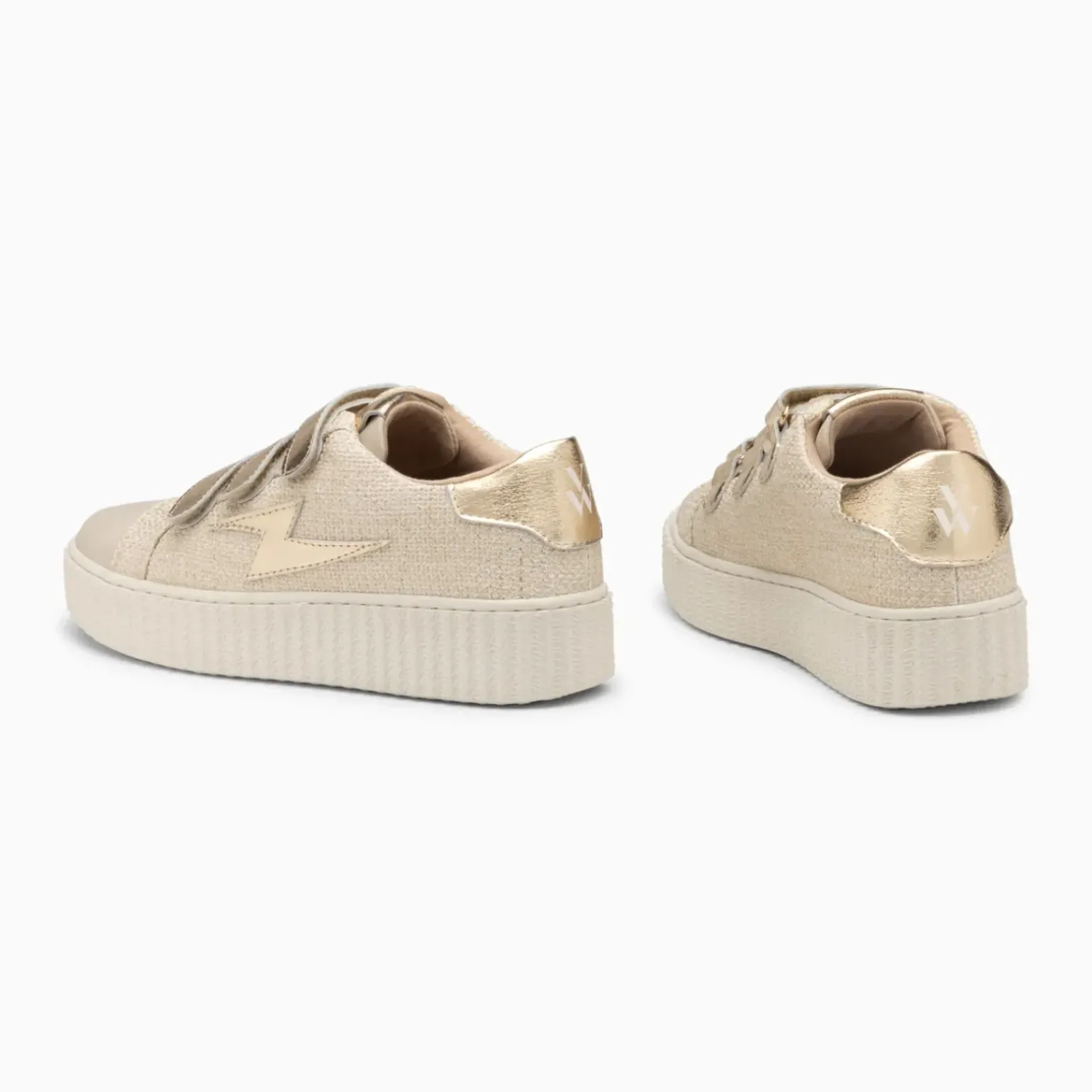 Baskets éclair Summer beige et or à scratchs