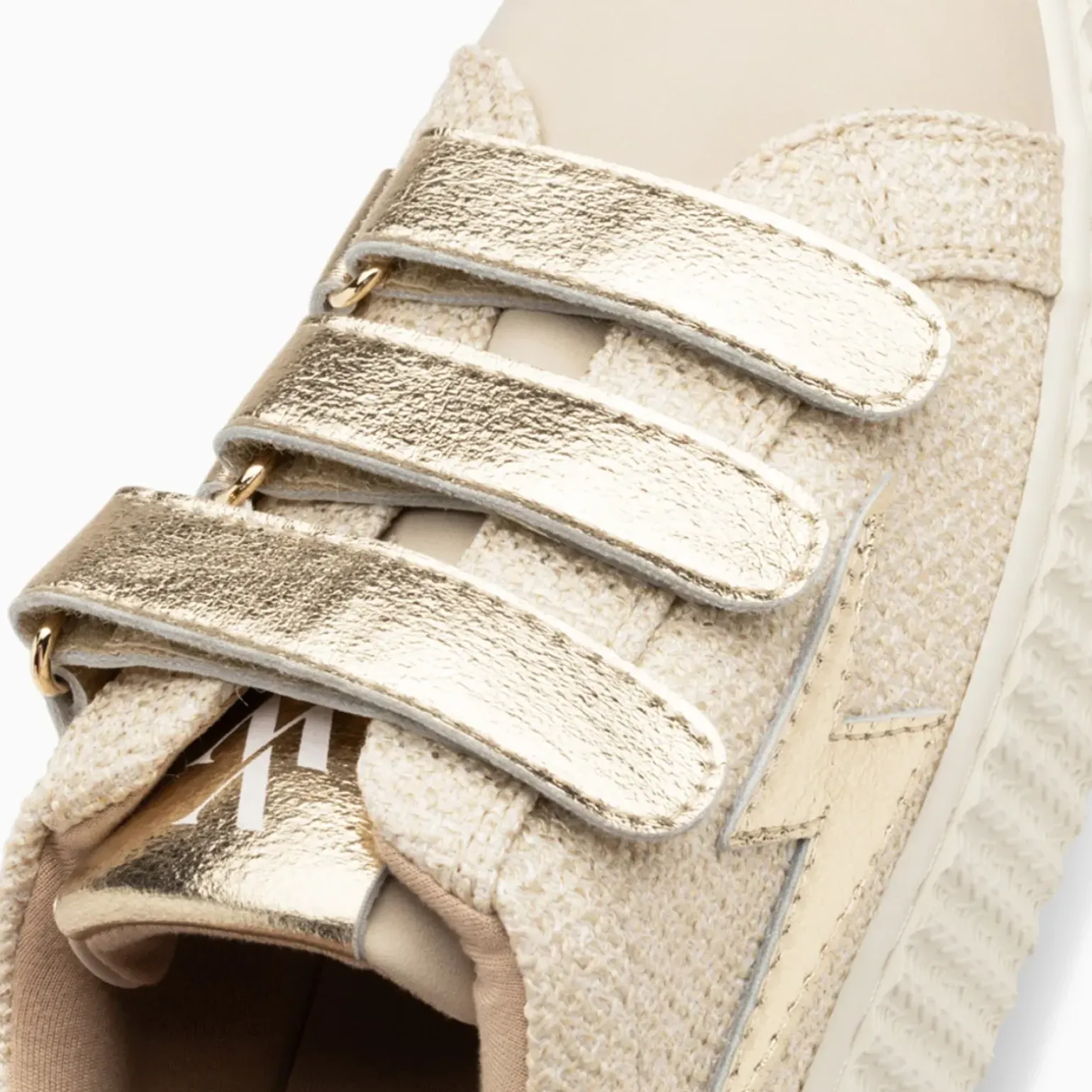 Baskets éclair Summer beige et or à scratchs