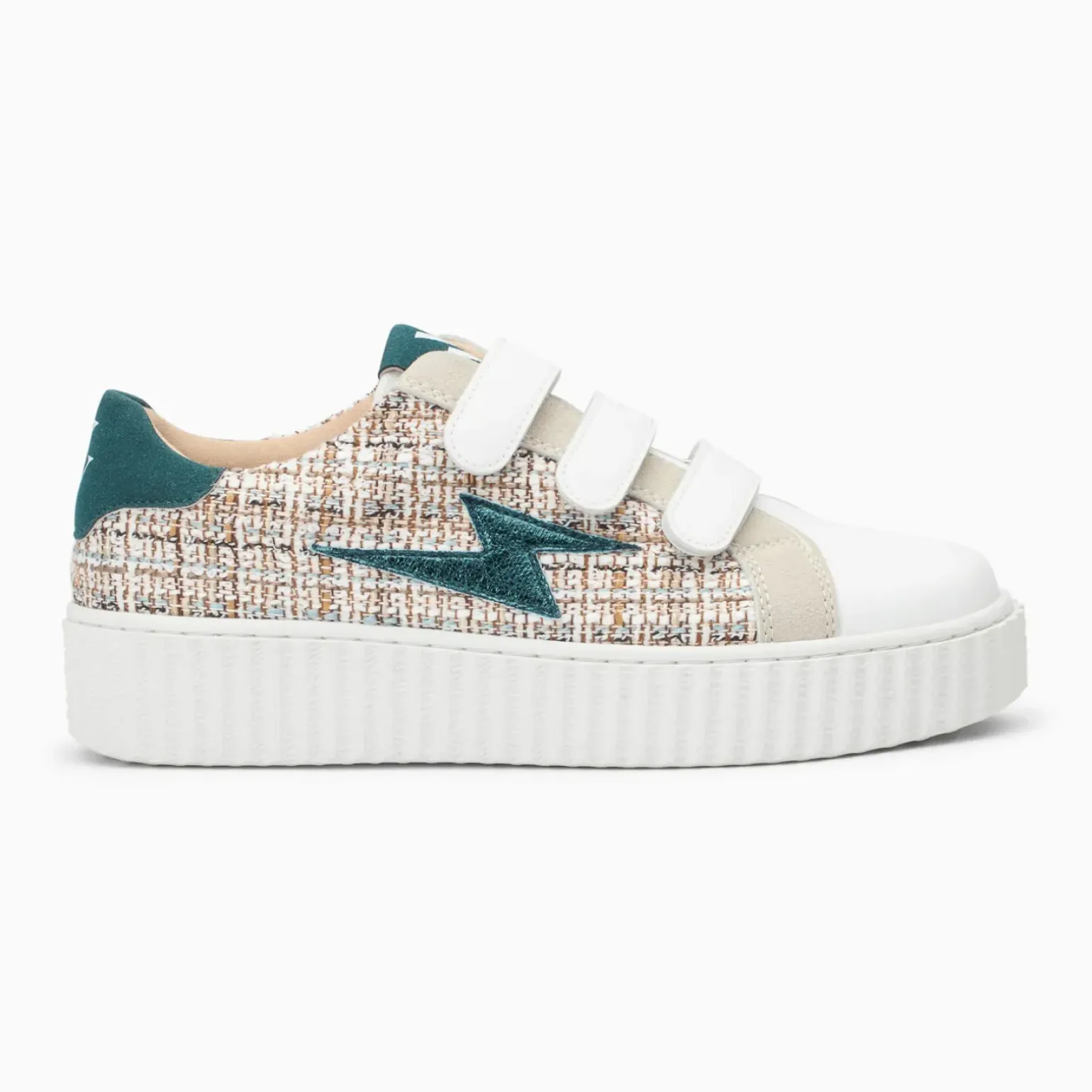Baskets éclair Thiem en tweed multicolore à scratchs