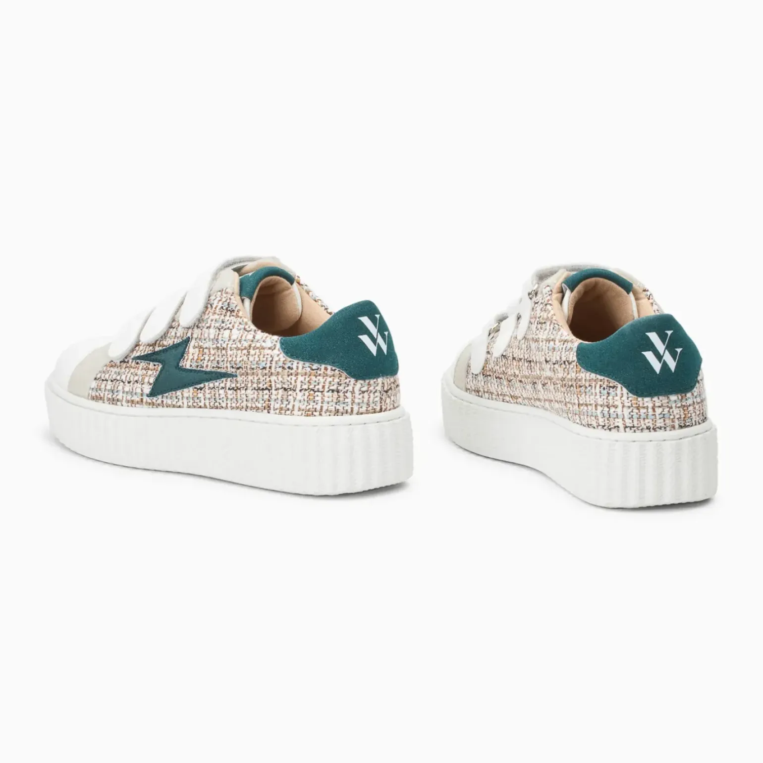 Baskets éclair Thiem en tweed multicolore à scratchs