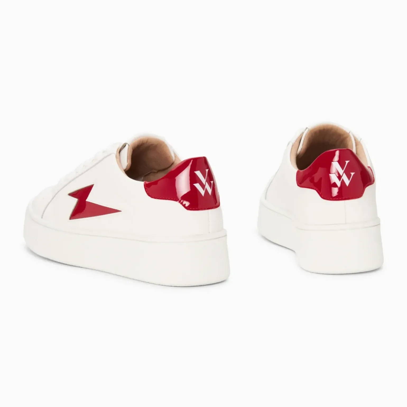 Baskets éclair Tiff blanc et rouge verni à lacets