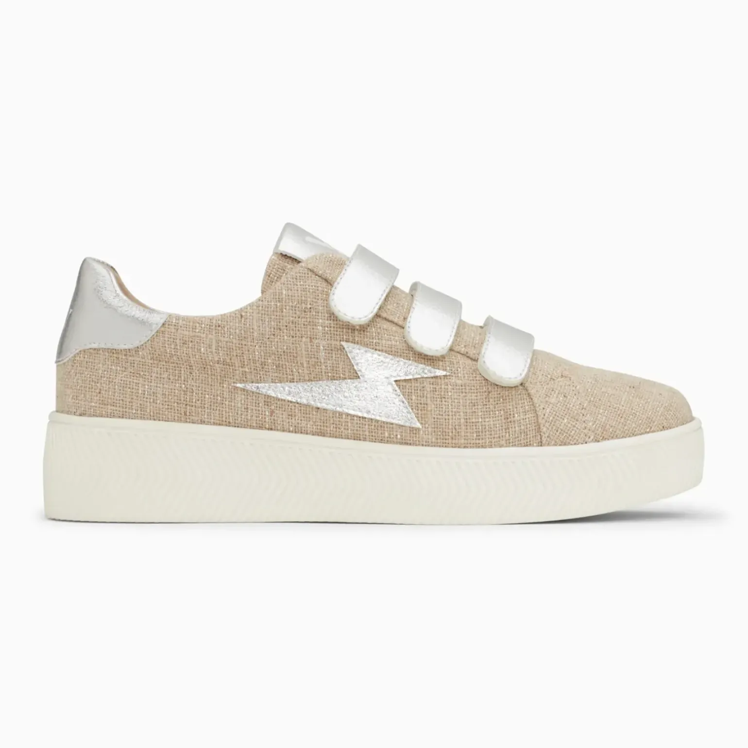 Baskets éclair Wissem beige et argent à scratchs