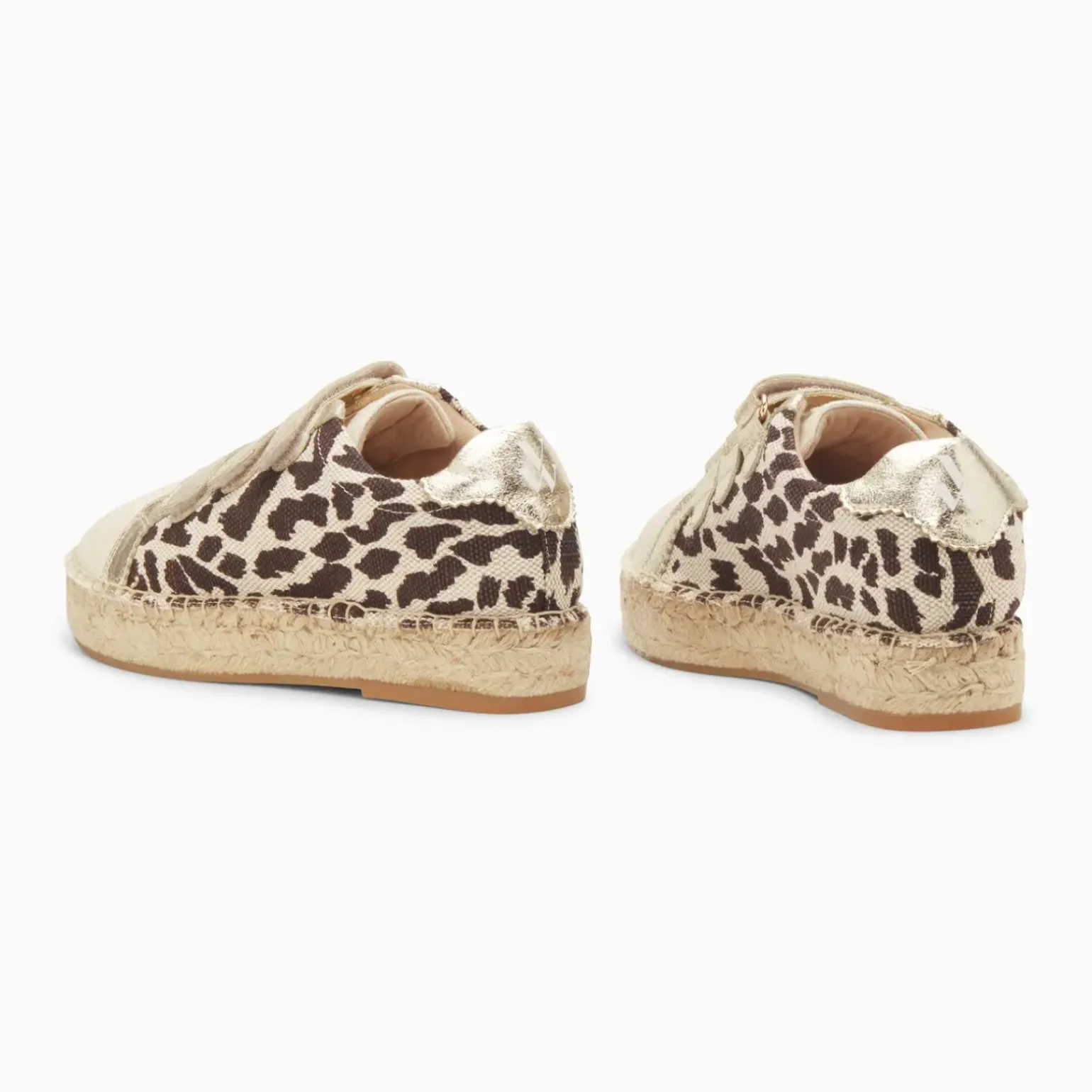 Baskets espadrilles Alyssa léopard et or à scratchs