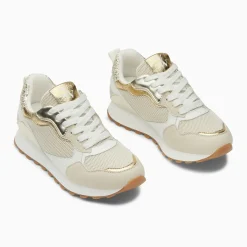 Baskets Fiona beige et or à semelle running