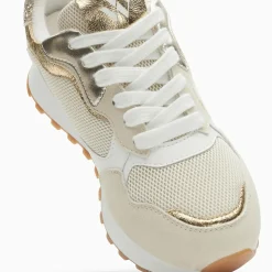 Baskets Fiona beige et or à semelle running
