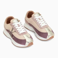 Baskets monogramme Adelie violet et beige à semelle running