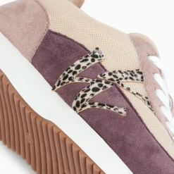Baskets monogramme Adelie violet et beige à semelle running