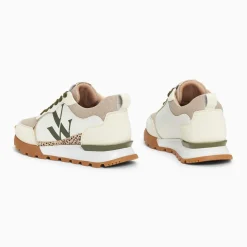 Baskets monogramme Adèle beige et kaki à semelle running