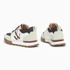 Baskets monogramme Adèle gris et bordeaux à semelle running