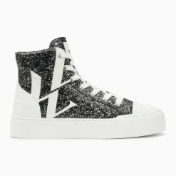 Baskets monogramme Alix montantes à paillettes noires