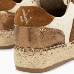 Baskets monogramme Aurore café et bronze à semelle espadrille