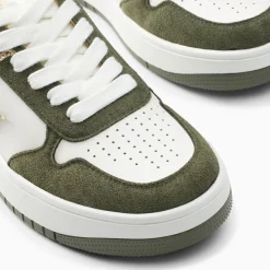 Baskets monogramme Calie blanc et kaki