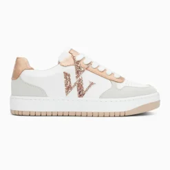 Baskets monogramme Calie blanc et rose gold
