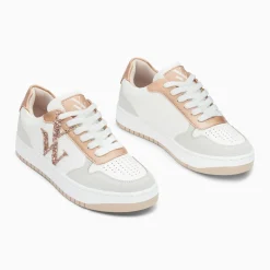 Baskets monogramme Calie blanc et rose gold