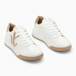 Baskets monogramme Candice blanc et beige
