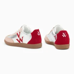 Baskets monogramme Charlize argent et rouge à semelle rétro