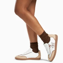 Baskets monogramme Charlize blanc et beige à semelle rétro