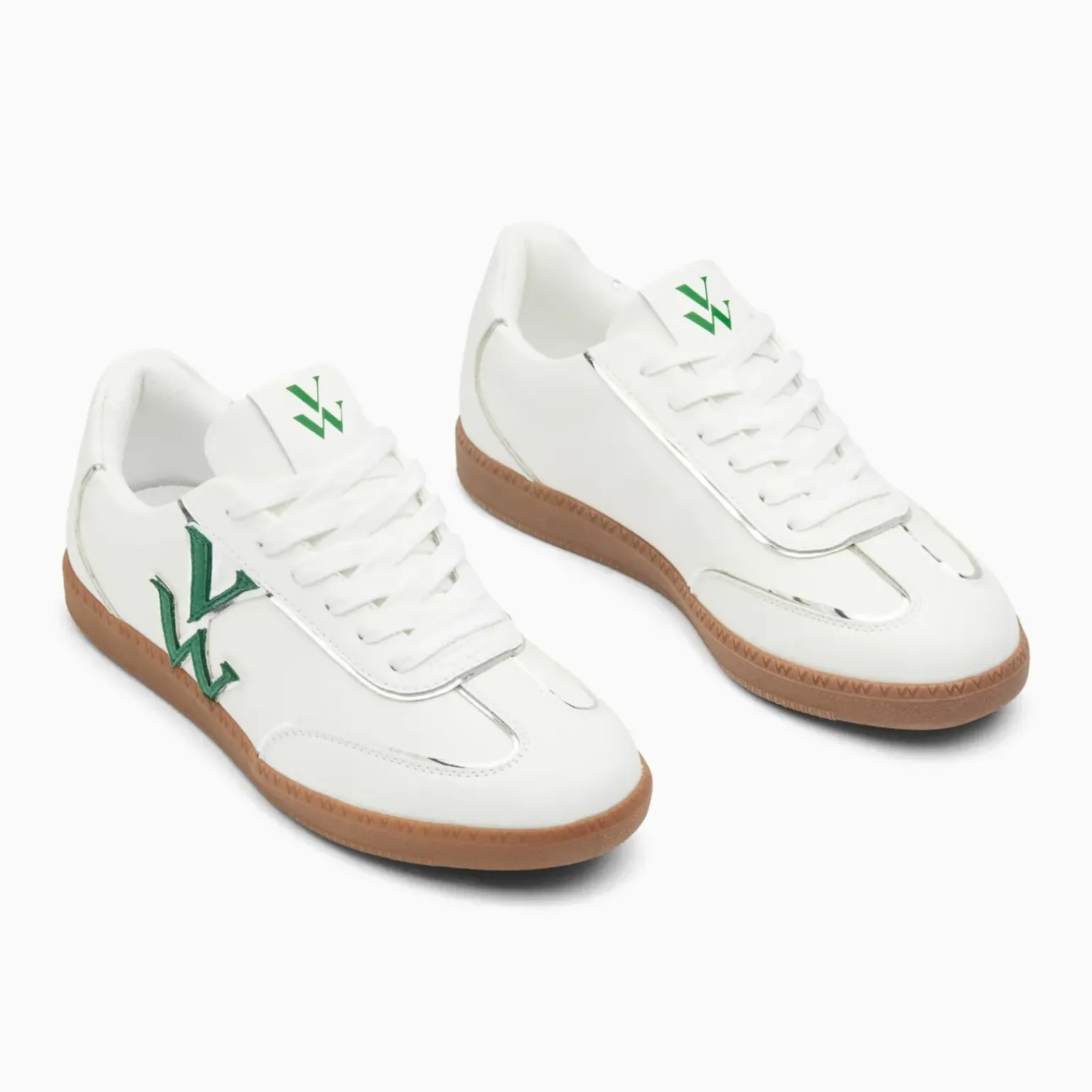 Baskets monogramme Charlize blanc et vert à semelle rétro