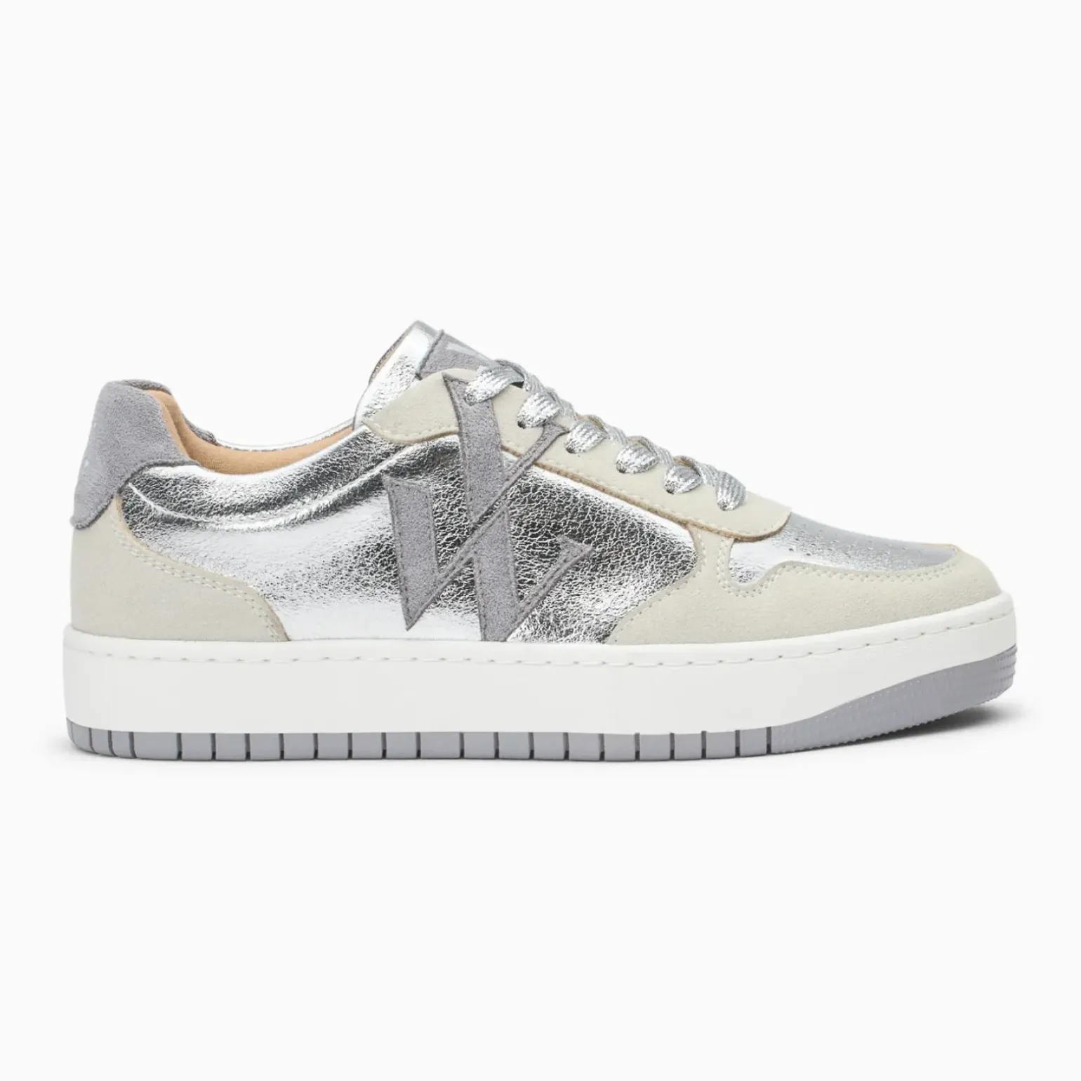 Baskets monogramme Cidem argent et gris