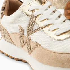 Baskets monogramme Faustine ivoire et beige à semelle running