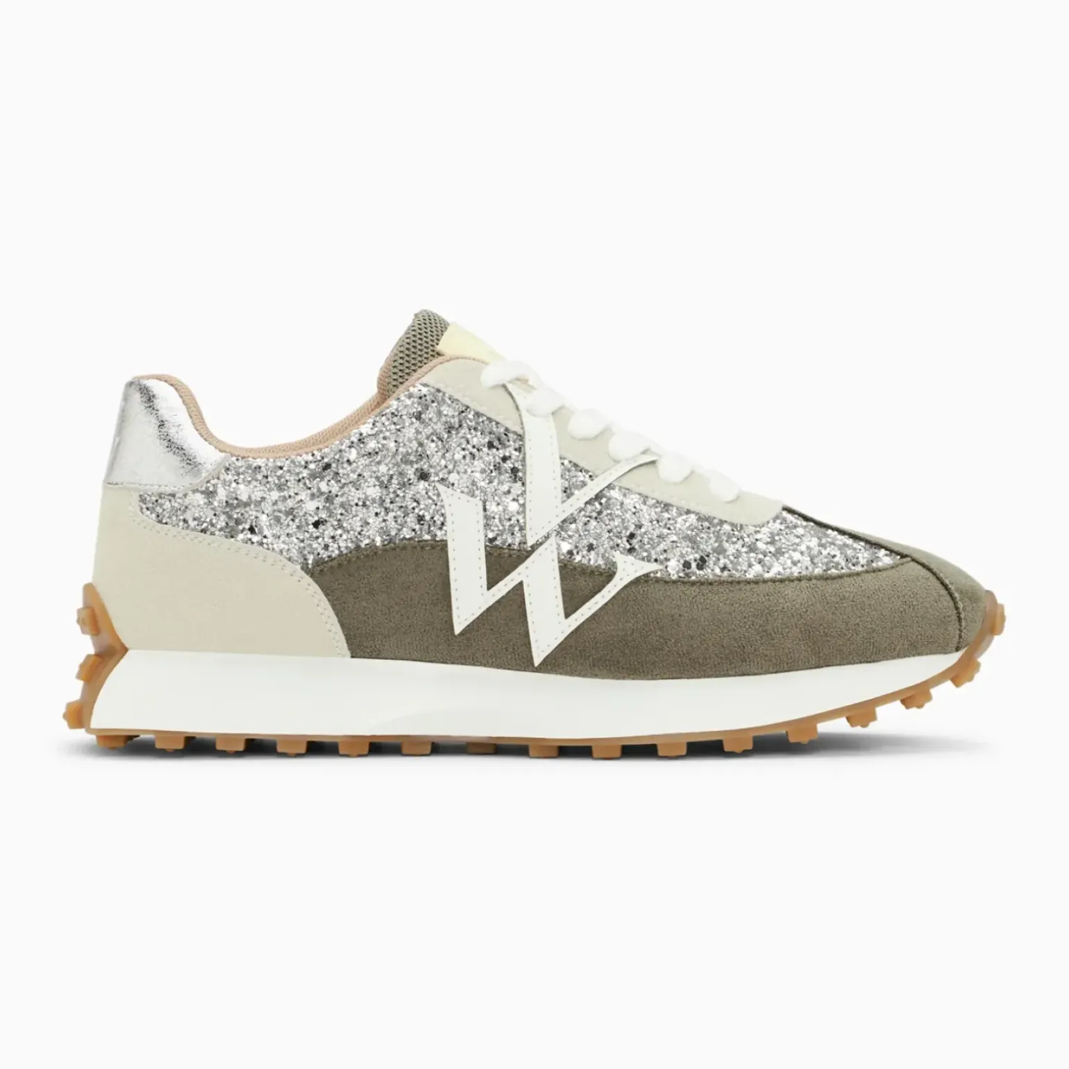 Baskets monogramme Faustine argent et gris à semelle running