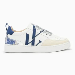 Baskets monogramme Gabriella blanc et bleu