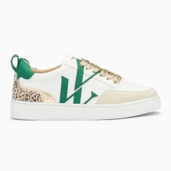 Baskets monogramme Gabriella blanc et vert