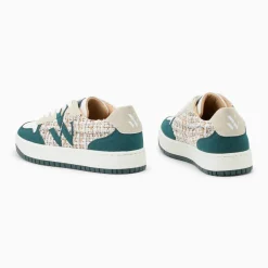 Baskets monogramme Ilyana en tweed mulicolore à lacets