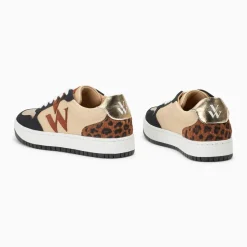 Baskets monogramme Ilyana beige et noir à lacets